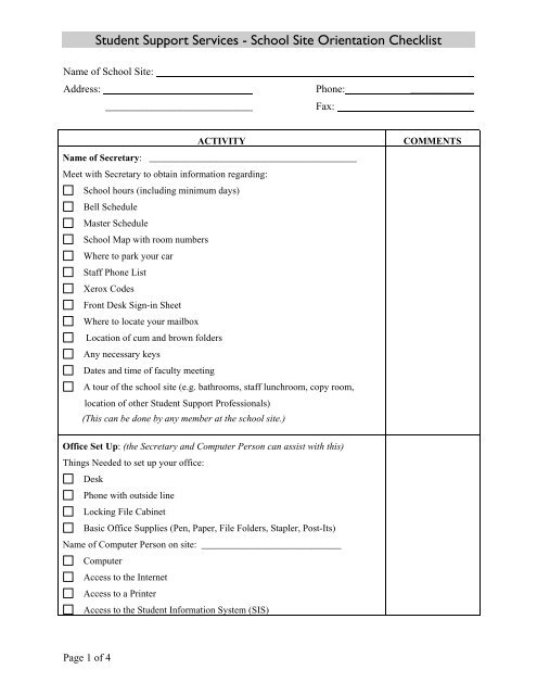 Middle School Coordinator Orientation Checklist - SFUSD School ...