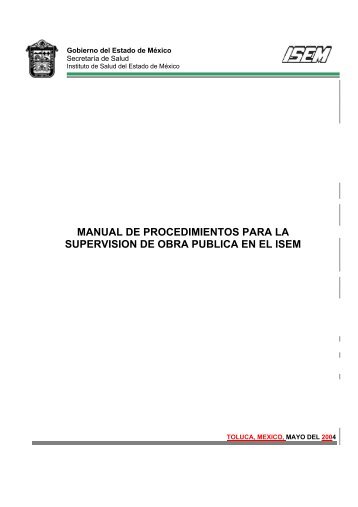 manual de procedimientos para la supervision de obra publica en el ...