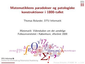 Matematikkens paradokser og patologiske konstruktioner i 1800-tallet