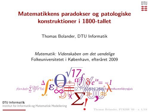 Matematikkens paradokser og patologiske konstruktioner i 1800-tallet