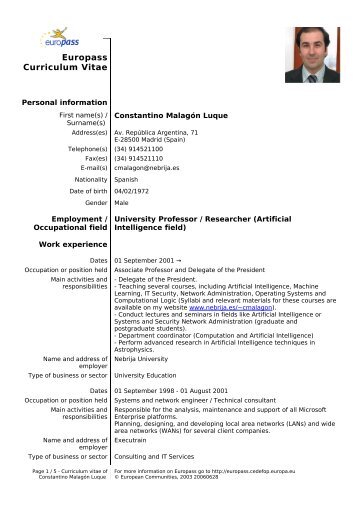 Europass Curriculum Vitae