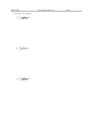 Math 2300 Final Exam Review 2 Name: 1. Evaluate the integrals. (a ...