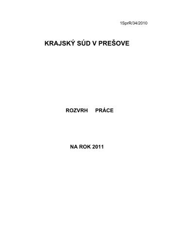 krajský súd v prešove rozvrh práce