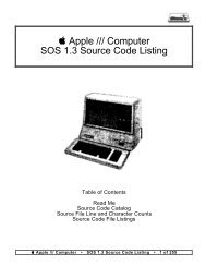 Apple III SOS 1.3 Source Code - Brutal Deluxe Software