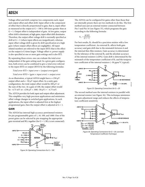 AD524 Precision Instrumentation Amplifier Data ... - Analog Devices