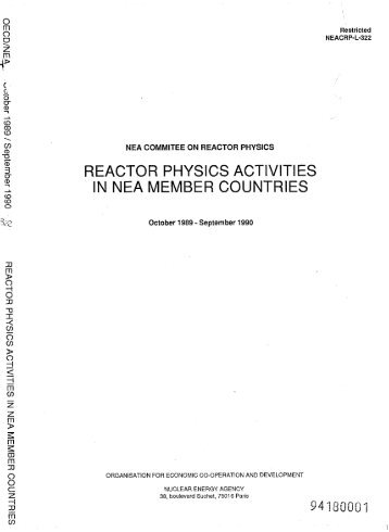 Reactor Physics Activities in NEA Member CountriesOctober ...