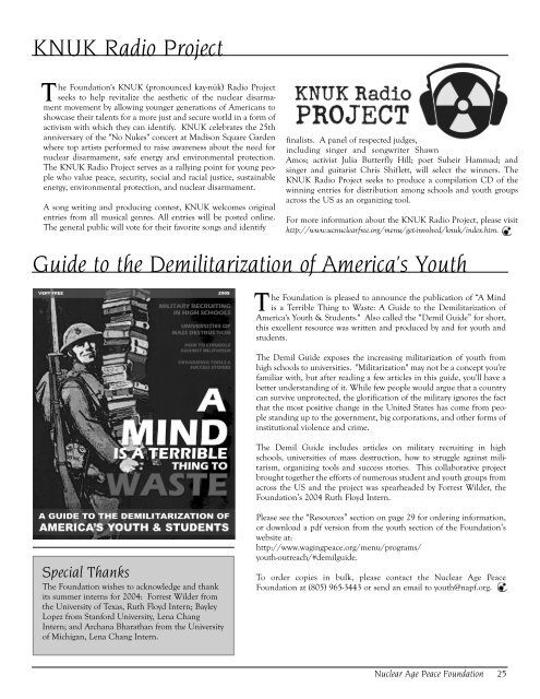 Volume 15 - 1 edits.qxd - Nuclear Age Peace Foundation