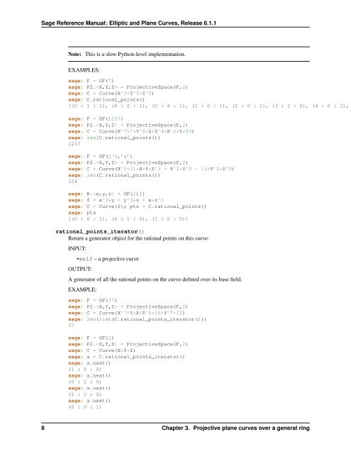 Sage Reference Manual: Elliptic and Plane Curves - Mirrors