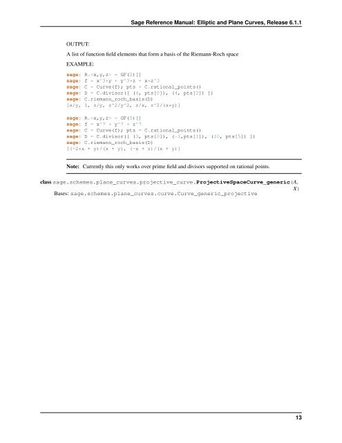 Sage Reference Manual: Elliptic and Plane Curves - Mirrors