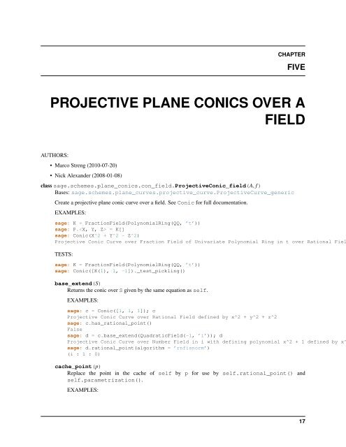 Sage Reference Manual: Elliptic and Plane Curves - Mirrors