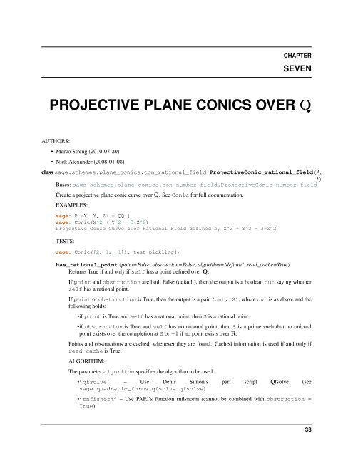 Sage Reference Manual: Elliptic and Plane Curves - Mirrors