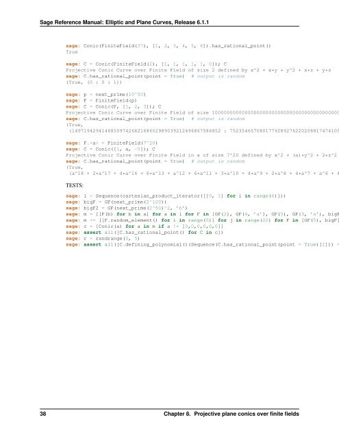 Sage Reference Manual: Elliptic and Plane Curves - Mirrors