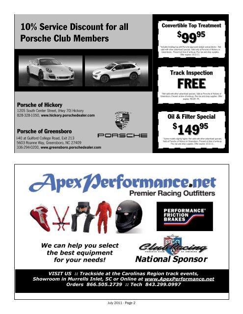 TobaccoRoads - Carolinas Region Porsche Club of America (PCA)