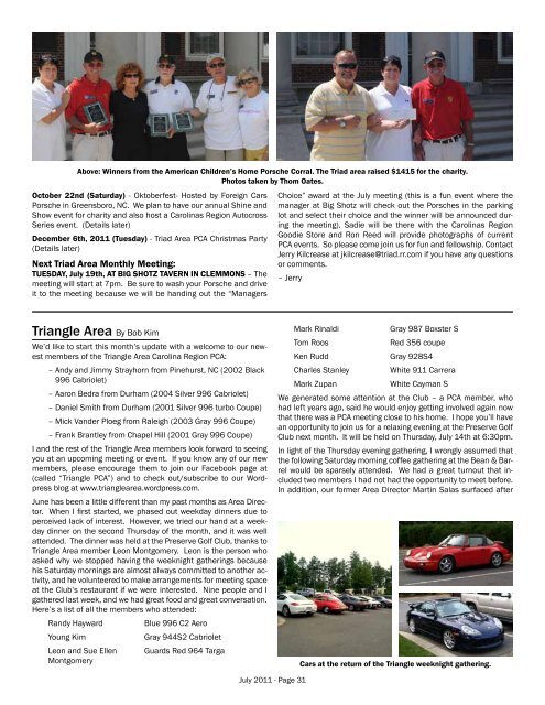 TobaccoRoads - Carolinas Region Porsche Club of America (PCA)