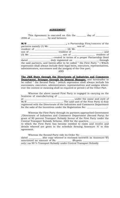 Agreement Indemnity Bond Documentation For Partnership Firm