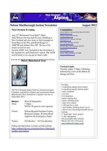 Nelson Marlborough Section Newsletter August 2012