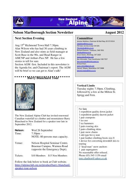 Nelson Marlborough Section Newsletter August 2012