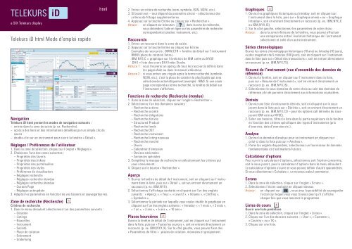 Telekurs iD html Mode d'emploi rapide - SIX Financial Information