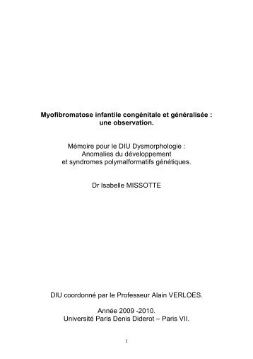 Myofibromatose infantile congÃ©nitale et gÃ©nÃ©ralisÃ©e - Centre ...