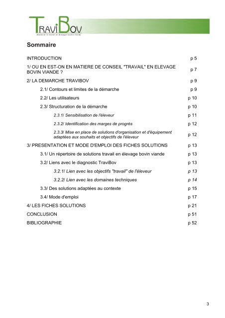 Travibov Fiches solutions travail en Ã©levages Bovins ... - Web-agri