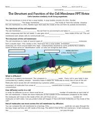 The Structure and Function of the Cell Membrane PPT Notes