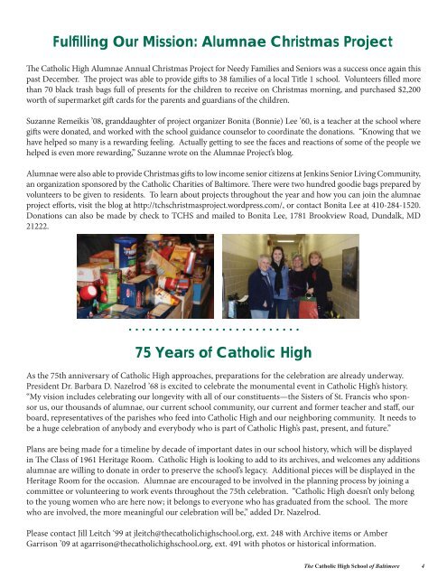 HighlighterFall/Winter2013 - The Catholic High School of Baltimore