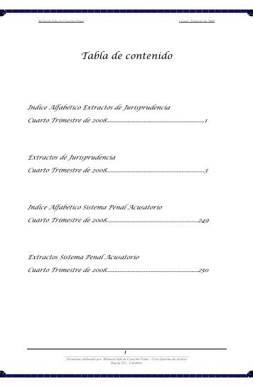 2008 Extracto jurisprudencial cuarto trimestre - Corte Suprema de ...