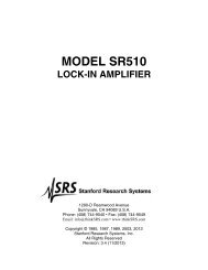 SR510 User's Manual - Stanford Research Systems