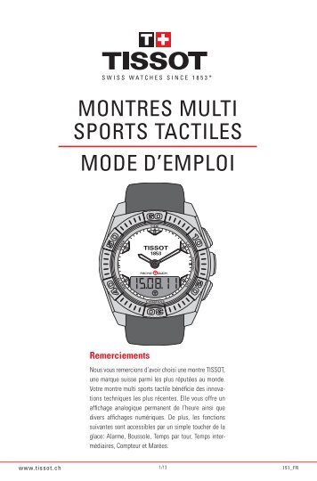 montres multi sports tactiles mode d'emploi - Support - Tissot