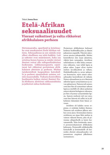 Hiv on politiikkaa Etelä-Afrikassa - Suomi-Etelä-Afrikka-seura