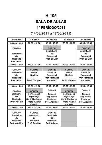 GRADE HORÃRIA 2011-1 - Programa de Engenharia Nuclear