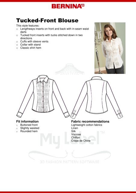 Tucked-Front Blouse - My Label 3D Fashion Pattern Software
