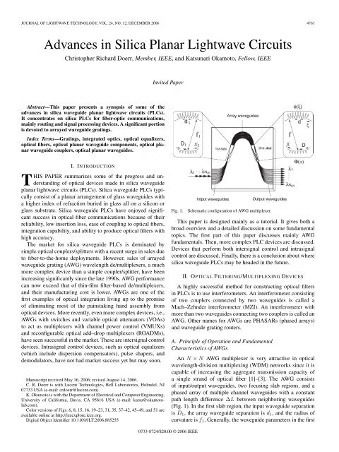 Advances in Silica Planar Lightwave Circuits - Next Generation ...