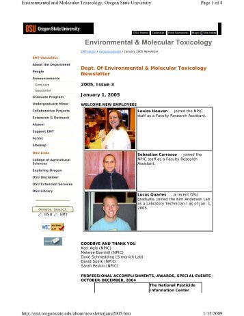 Issue 3 - Environmental & Molecular Toxicology - Oregon State ...