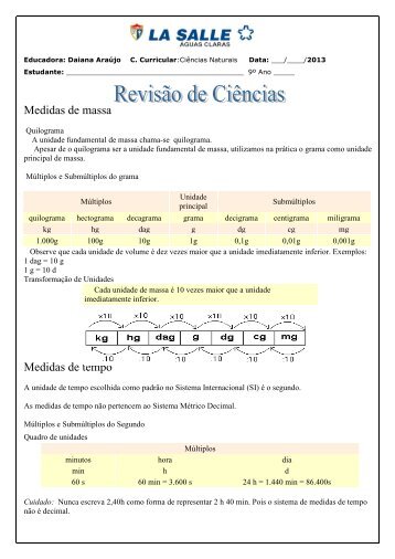 Medidas de massa - La Salle
