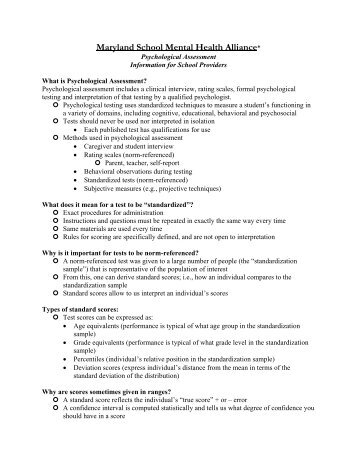 Psychological Assessment - School Mental Health