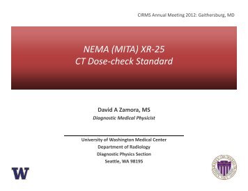 NEMA (MITA) XR-25 CT Dose-check Standard - CIRMS