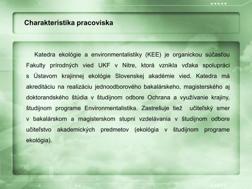Profil KEE - Fakulta prÃ­rodnÃ½ch vied - Univerzita KonÅ¡tantÃ­na Filozofa ...
