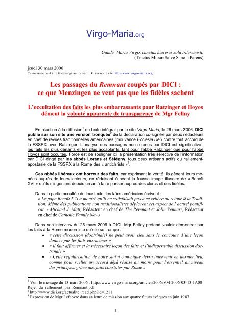 TÃ©lÃ©charger le message en PDF - Virgo-Maria.org