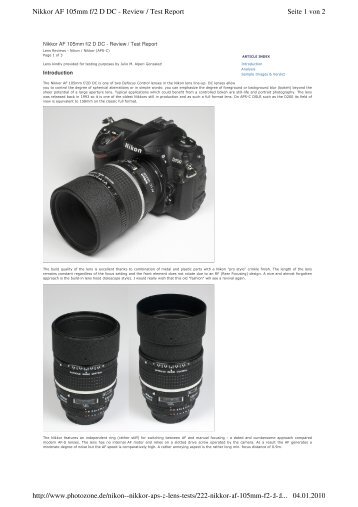 Seite 1 von 2 Nikkor AF 105mm f/2 D DC - Review / Test Report ...