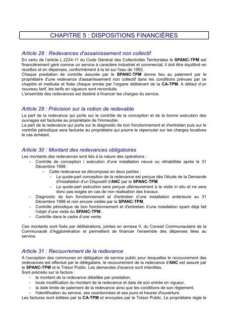 reglement du SPANC - Communauté d'Agglomération Toulon ...