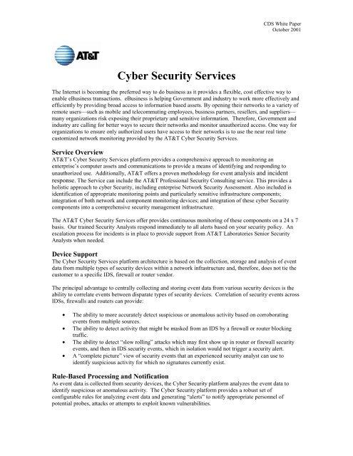 Cyber Defense Solution: - AT&T