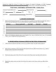 FUNCTIONAL ASSESSMENT INTERVIEW FORM - YOUNG CHILD