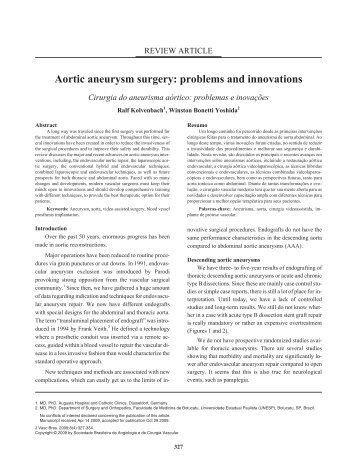 Aortic aneurysm surgery: problems and innovations