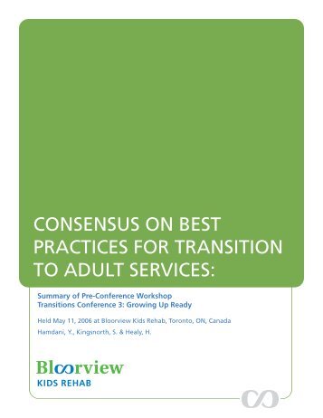 consensus on best practices for transition to adult services - Holland ...