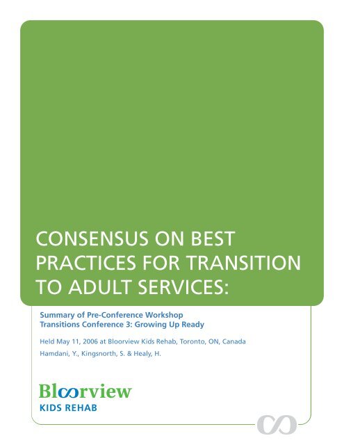 Consensus On Best Practices For Transition To Adult Services - Holland ...