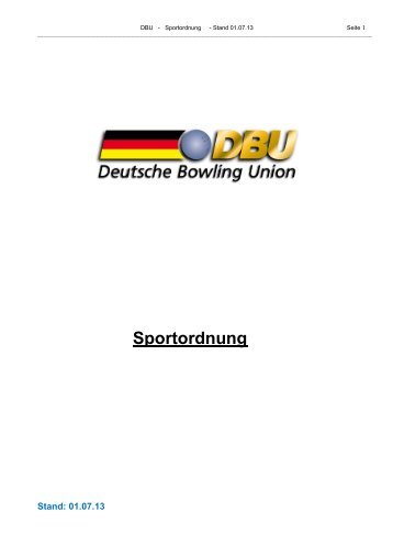 DBU Sportordnung - Deutsche Bowling Union