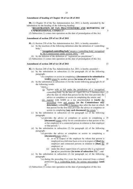 Tax Administration Laws Amendment Bill, 2012 [B35 ... - Juta - Law