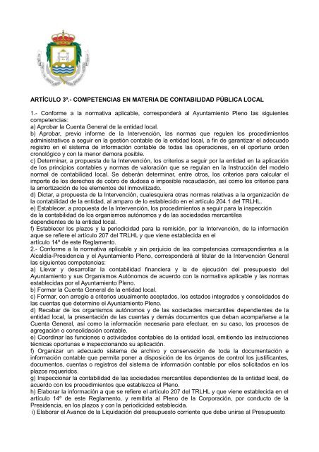 Reglamento Contabilidad - Ayuntamiento de San Fernando