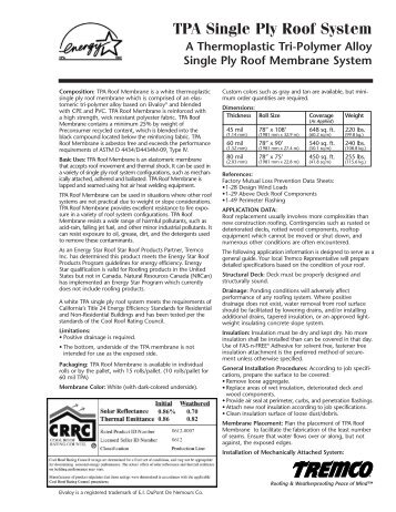 TPA Single Ply Roof System - Tremco Roofing